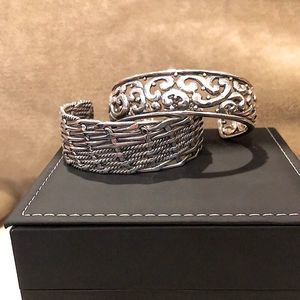 Barse Sterling Silver Scroll Cuff & Vintage Sterling Silver Modern Style Cuff